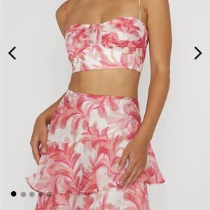 Selfie Leslie Pink and White Skirt Set